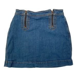 Pilcro and the Letterpress Anthro High Waisted Front Zipper Mini Skirt Sz 6